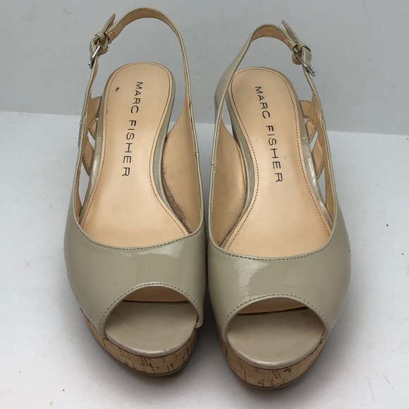 ✨Marc Fisher Nude Cork Sling Back Platform Sandals - Picture 2 of 7